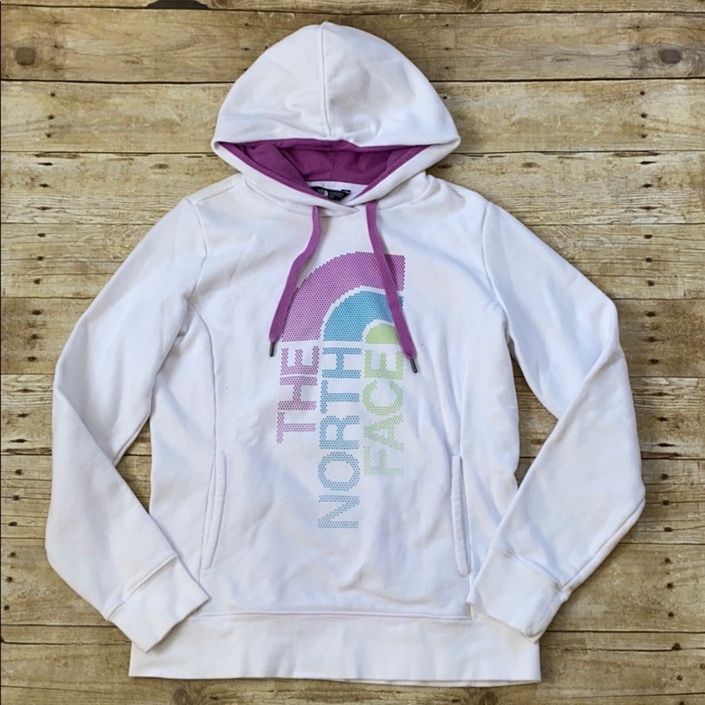 The North Face White Logo Hoodie Size Medium